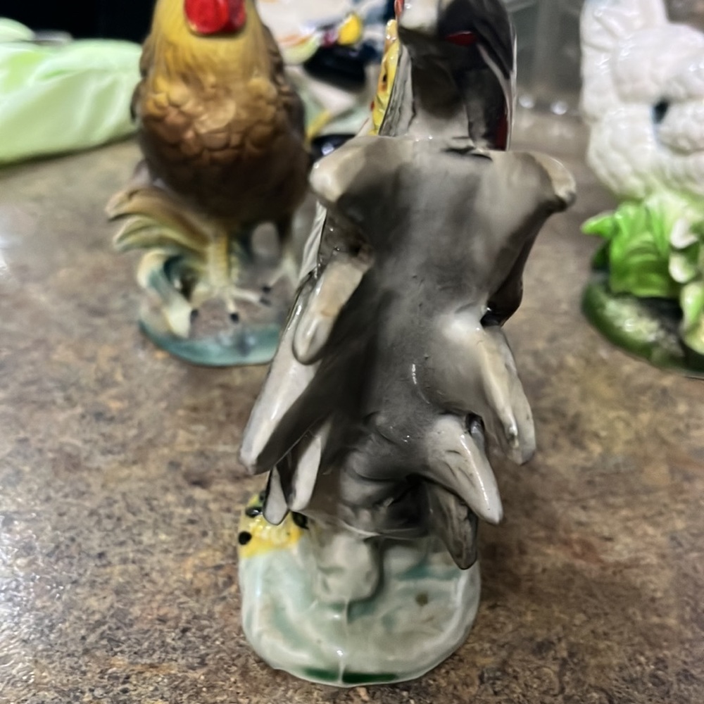 Antique Japanese Rooster Sculptures Set of Two - Picture 3 of 6
